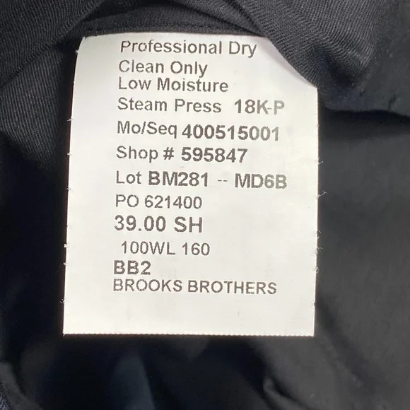 BROOKS BROTHERS Wool Hand Tailored Pants 38 Waist Navy Blue NWT's